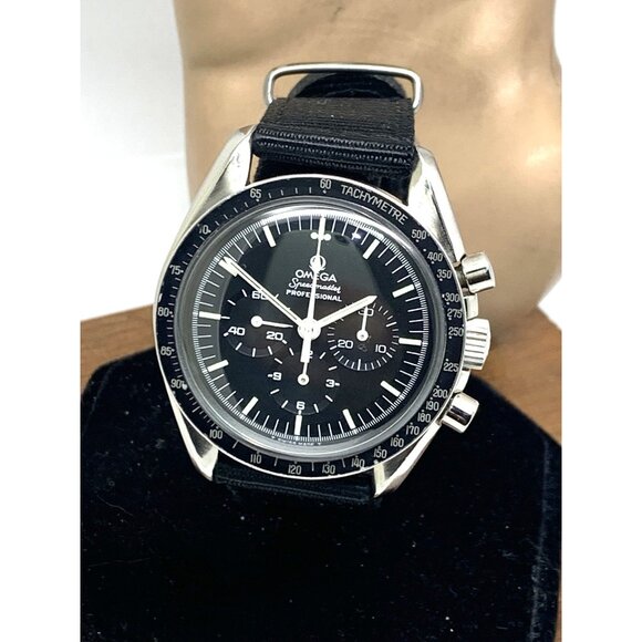 Omega Speedmaster Men's Watch 145.022 Swiss Manual 861 Black Dial Nylon Strap - Picture 1 of 16